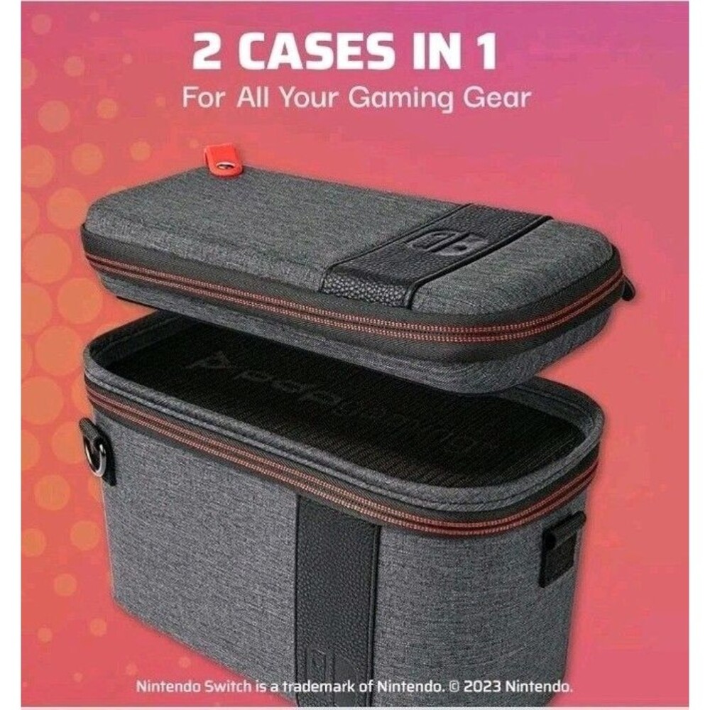 PDP Gaming Pull-N-Go Nintendo Switch Travel Case, 2-in-1 Console and Accessories